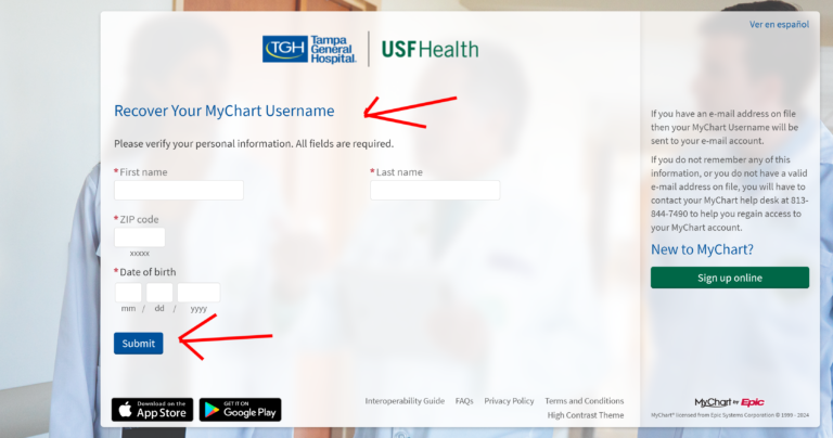 Forgot Username? - MyChart TGH